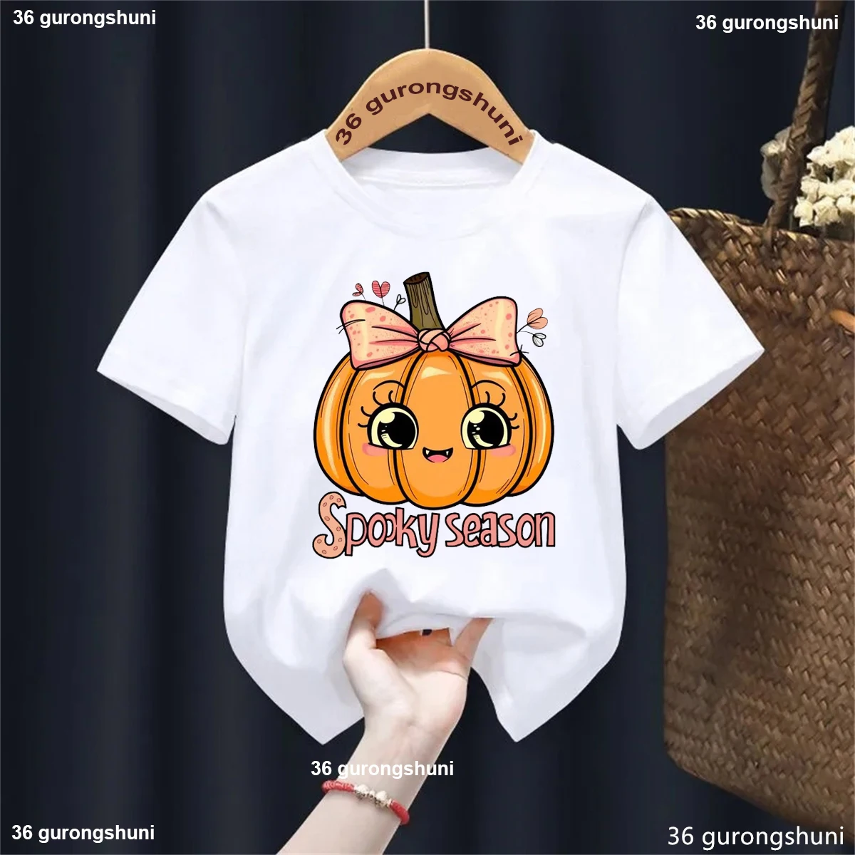 Camiseta estampada demasiado bonita para Spook Boo, ropa Kawaii para niñas, camiseta de regalo de Halloween, camiseta blanca/azul/amarilla, camiseta para niños pequeños - imagen 4