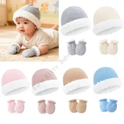 XXFE Gorro de algodón para bebé con guantes de invierno