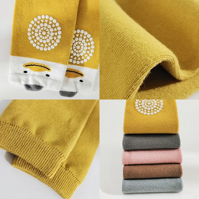 Par de calcetines hasta la rodilla de algodón peinado para bebé con puntos antideslizantes, suaves y transpirables, para niños pequeños que aprenden a gatear - imagen 2