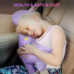 Funda para cinturón de seguridad de coche para niños, almohada para cinturón de seguridad de coche, funda para cinturón de seguridad para niños, almohada suave para cinturón de seguridad de animales de peluche, cojín de seguridad de viaje