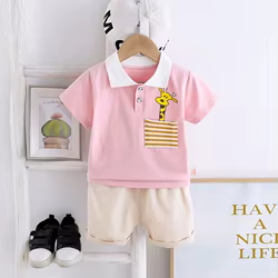 Conjunto de verano de algodón para bebé con camiseta y pantalón