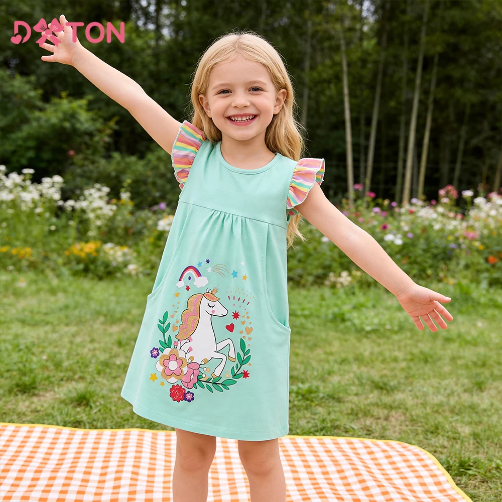 DXTON vestido de verano sin mangas con volantes y bolsillos