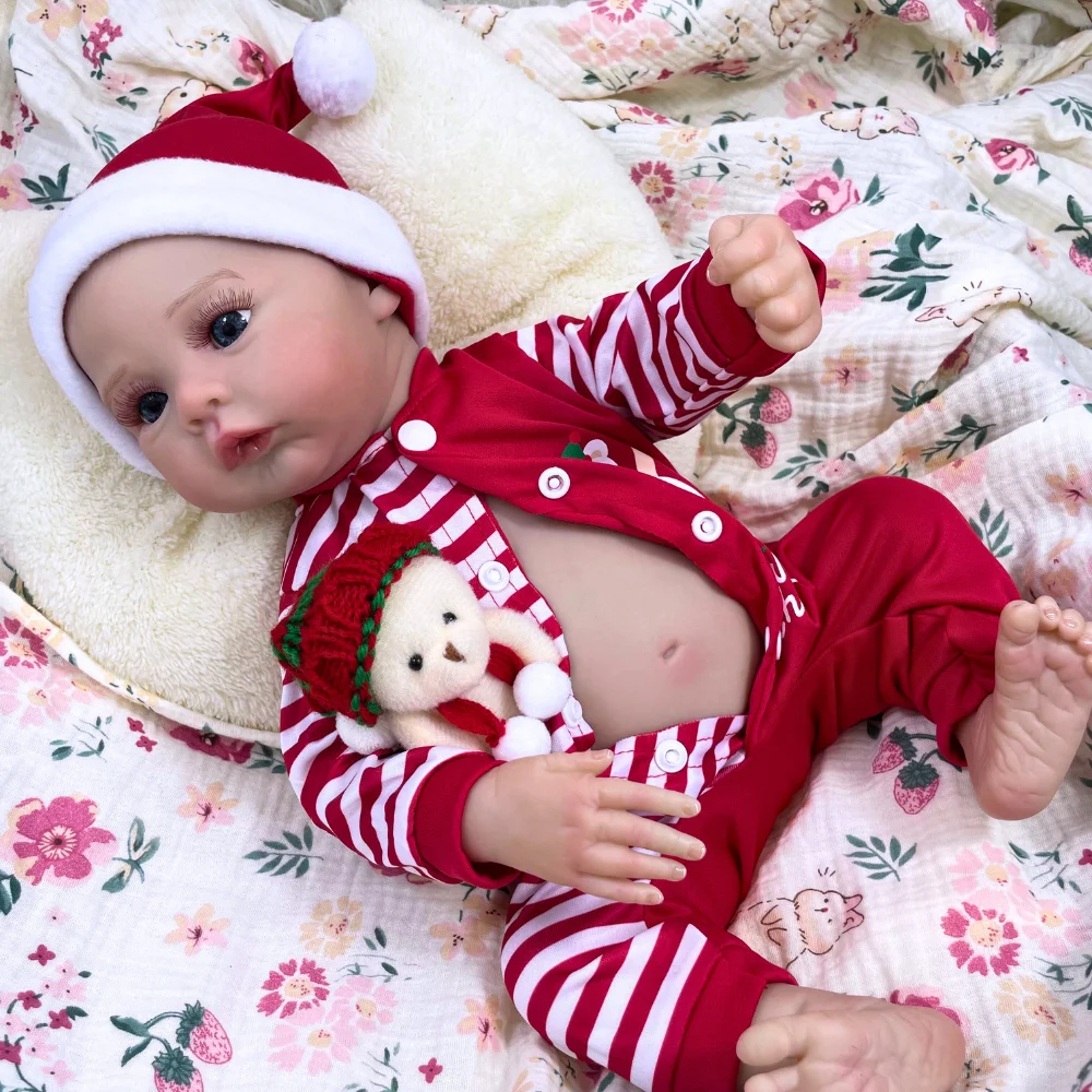 MRB-Muñeca Reborn realista de 18 pulgadas, imagen Real de pradera, cuerpo completo de vinilo, piel 3D lavable, venas visibles, muñeca de Navidad - imagen 3
