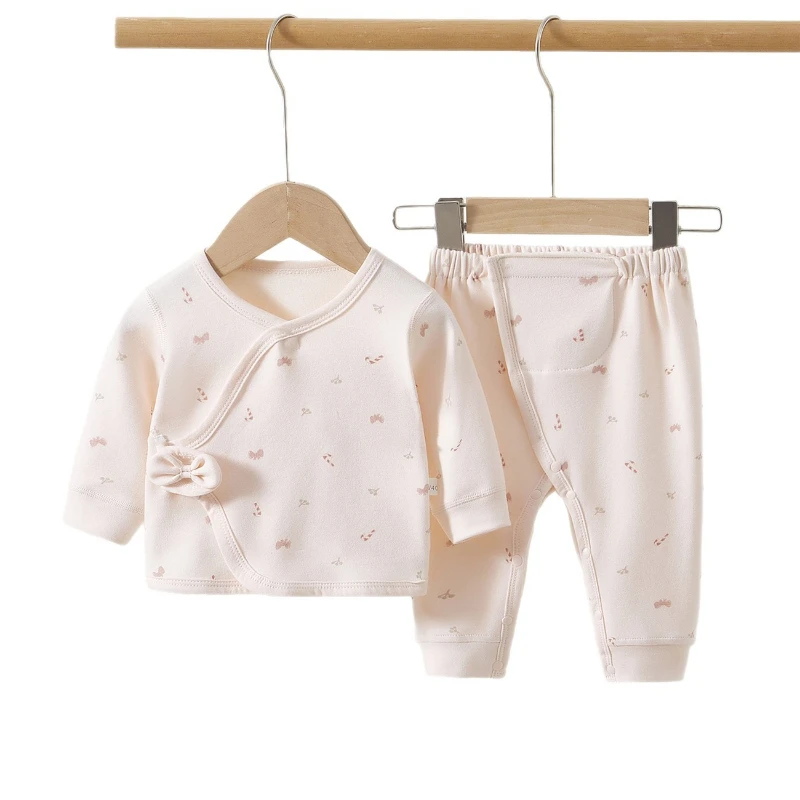 Pijama de algodón para bebé con lazo y cierre Velcro, talla 0-6 meses