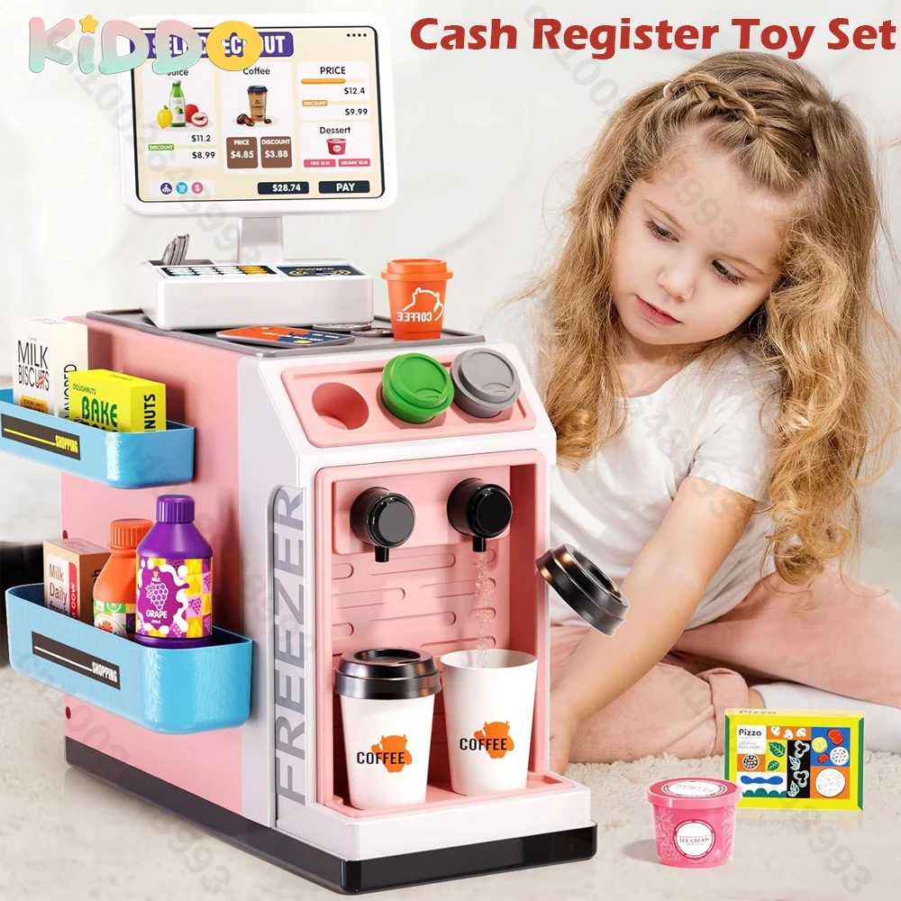 Casa de juegos para niños, simulación de supermercado, caja registradora, simulación de comida, compras, máquina de café, refrigerador, juguetes de supermercado