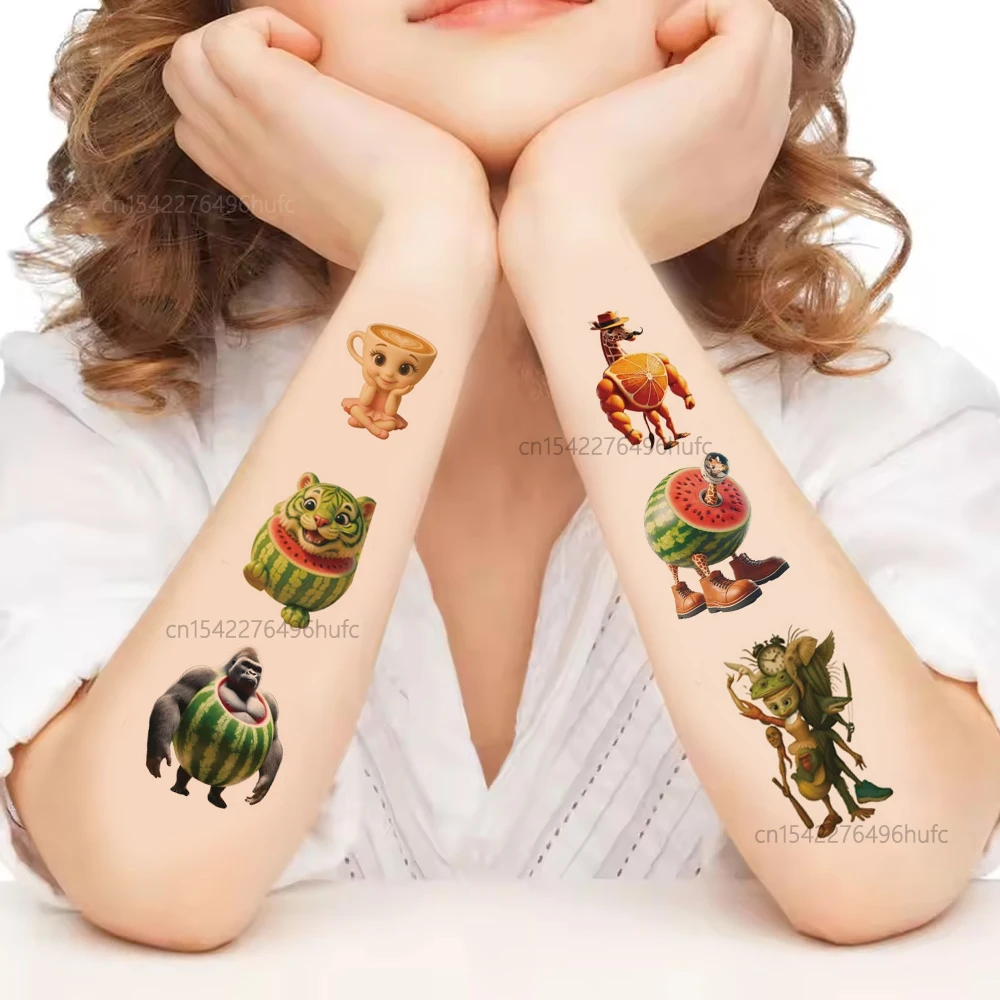 1 Uds Tung Sahur cerebro italiano AI tatuaje temporal abstracto pegatina lindo arte corporal tatuaje pegatinas juguetes para regalos de fiesta - imagen 3