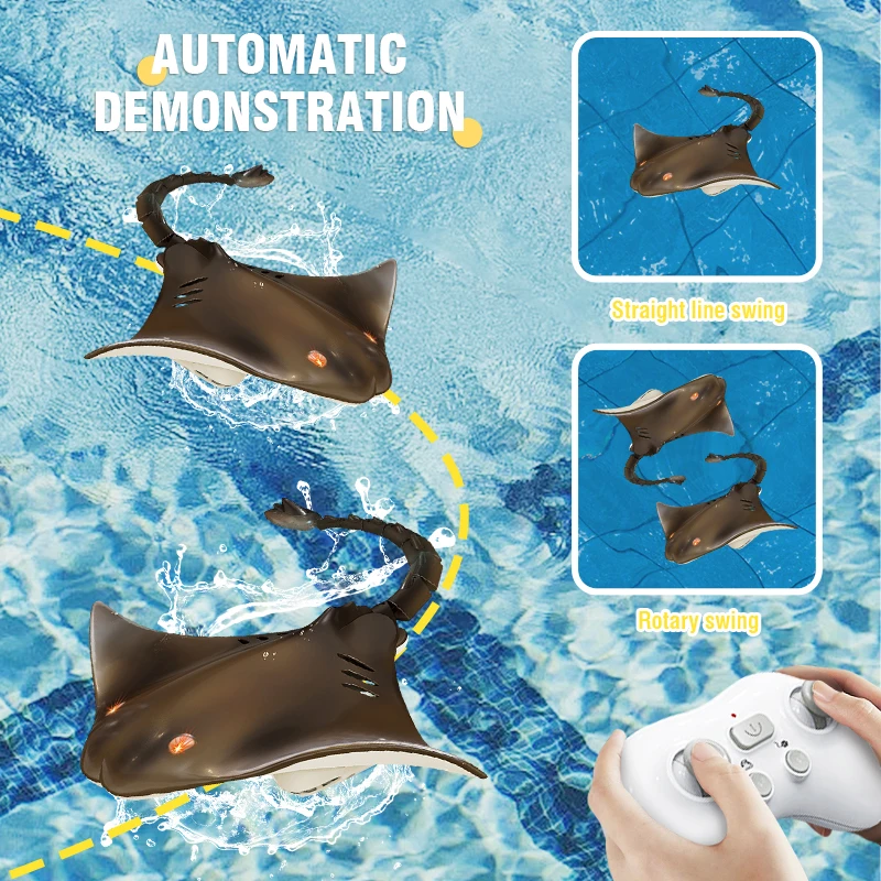 Robots de juguete de tiburón con Control remoto, animales RC, Manta, 2,4G, tiburones eléctricos, juguetes para niños, piscina, barco de agua - imagen 4