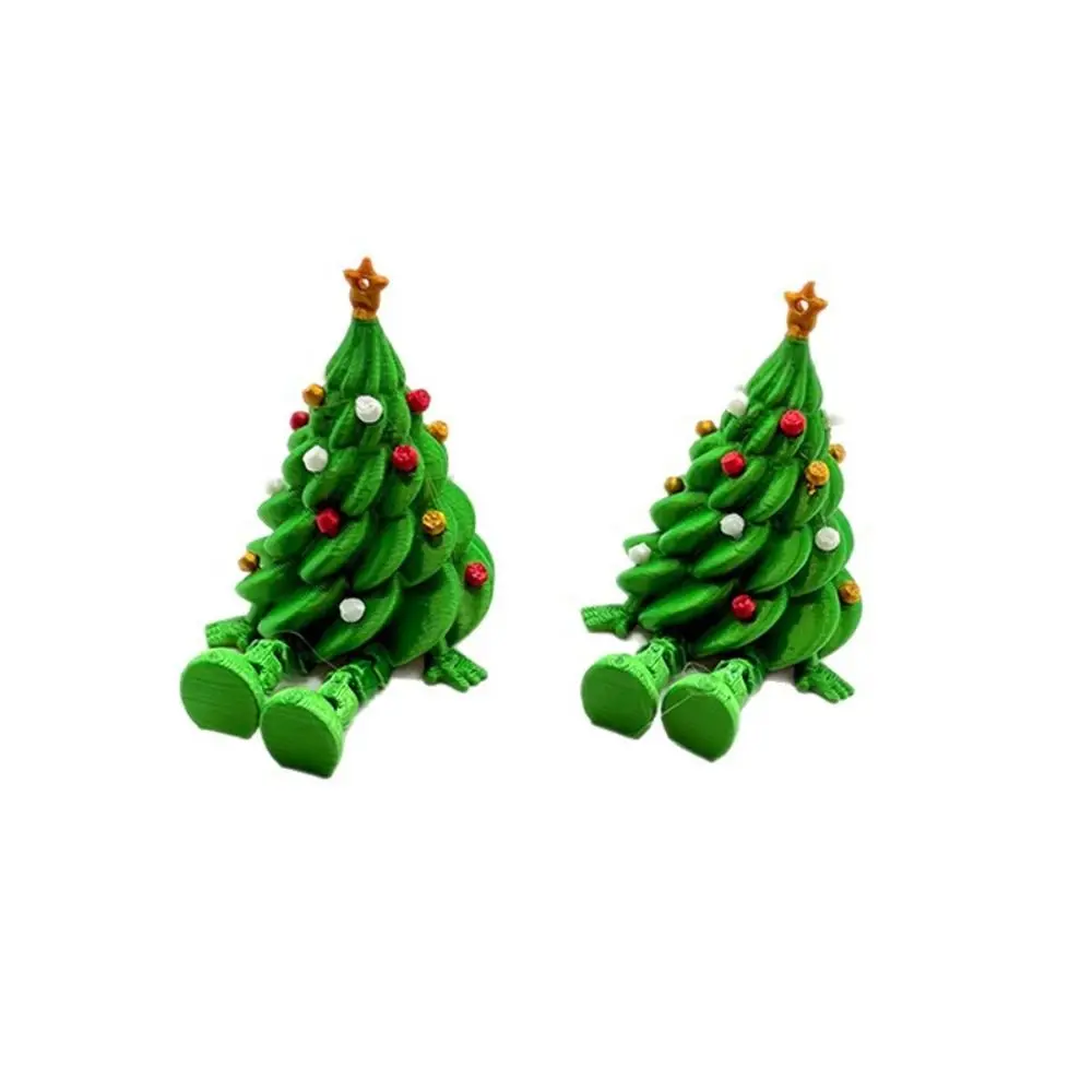 Decoración de fiesta, árbol de Navidad impreso en 3D colorido, decoración navideña única y divertida, decoración de mesa articulada verde para sala de estar - imagen 5