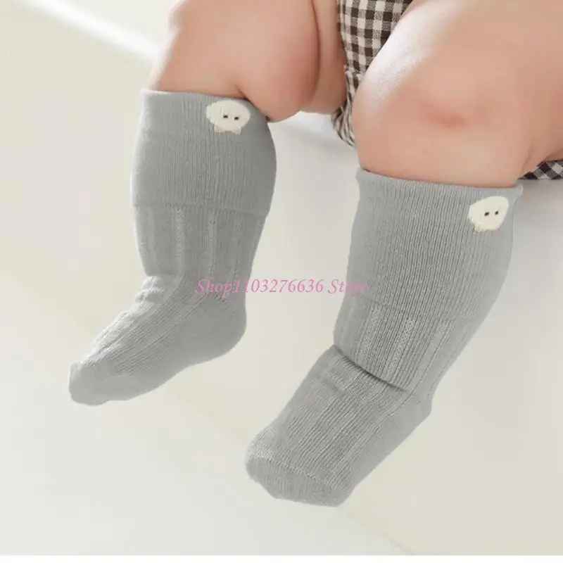 R6FD Niños transpirables debajo las rodilla Calcetines cálidos para bebés para salidas aire libre - imagen 4