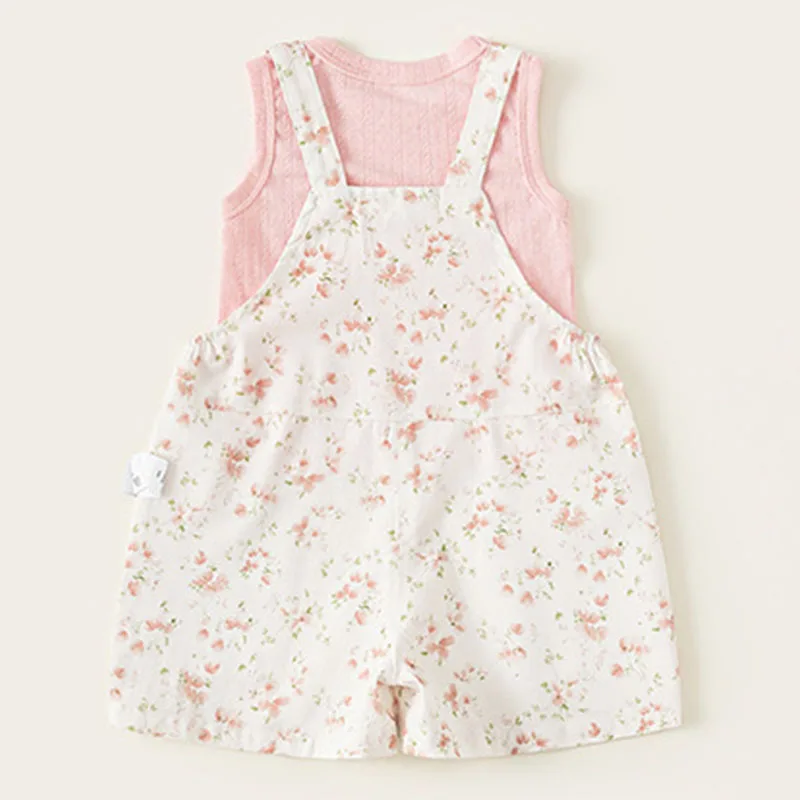 Conjunto de verano niño sin mangas rosa con flores y pantalón corto - imagen 5
