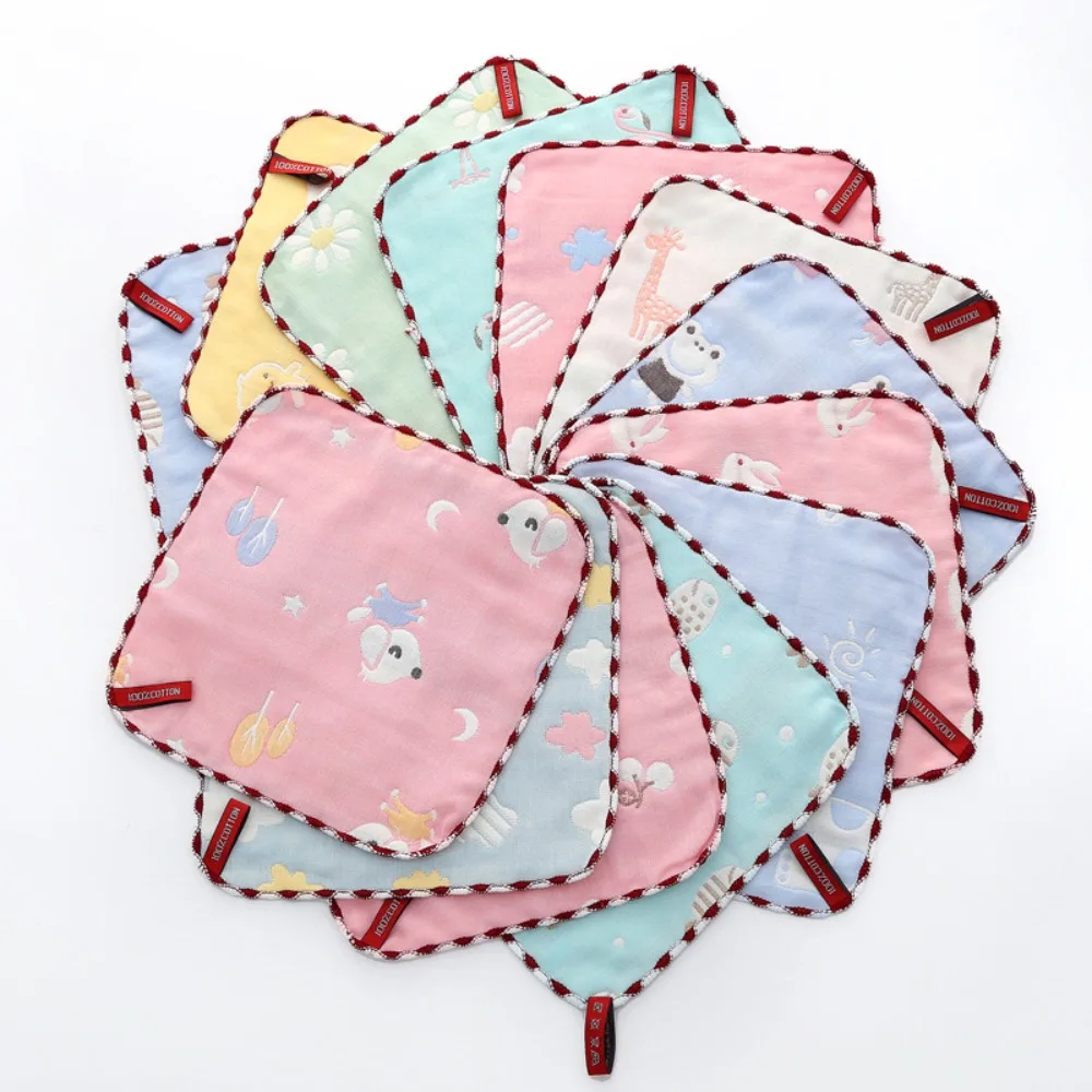 Toalla de algodón puro para la cara del bebé, paños para eructar de alimentación, toalla pequeña de seis capas con forma cuadrada, pañuelo absorbente para niños - imagen 2