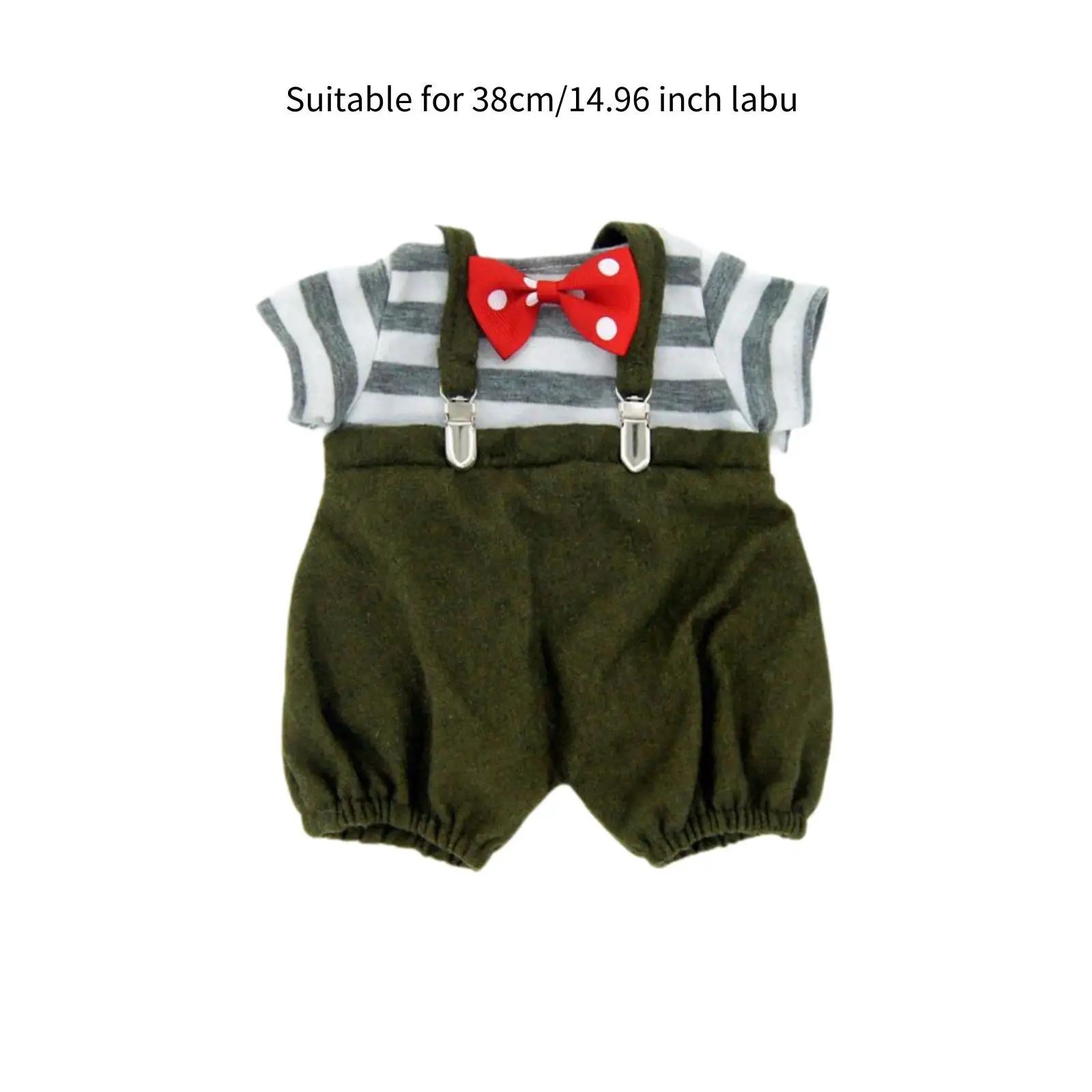 3x Fashion Dolls Suspender Pants and T Shirt Bow Tie Outfits Accessories Handmade Clothing for 38cm Dolls Children's Gifts