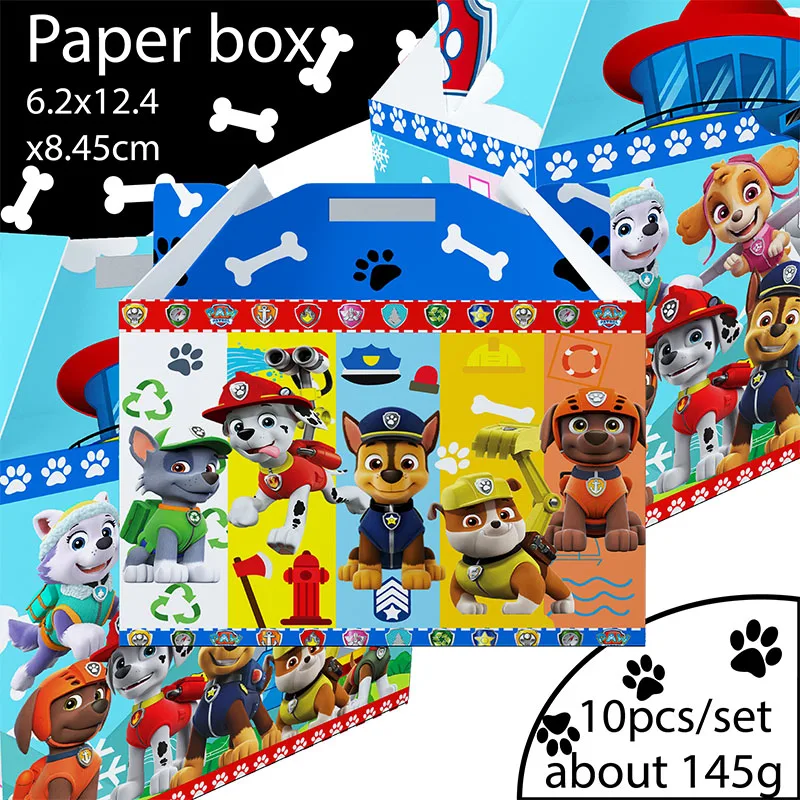 Caja de papel de la patrulla canina, 10 Uds., suministros para fiestas y eventos, cajas para pasteles y embalaje, caja de regalo para baby shower, embalaje, suministros para fiestas infantiles