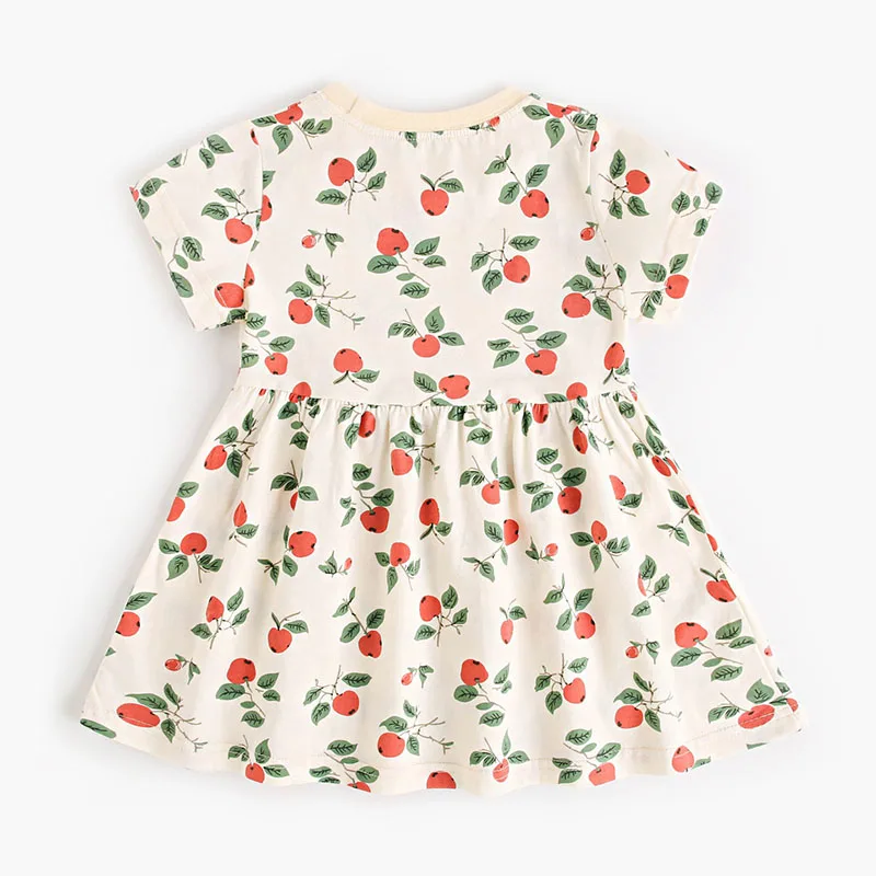 MILANCEL, nuevo vestido fino de verano para niñas, 9M-5T, ropa bonita con estampado completo de manzanas, disfraz de manga corta para niños - imagen 3