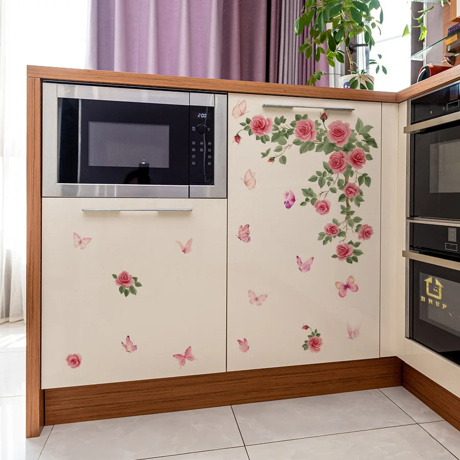 Pegatinas de pared autoadhesivas con flor de mariposa para refrigeradores, dormitorios, gabinetes, decoración del hogar, pegatinas de pared - imagen 5