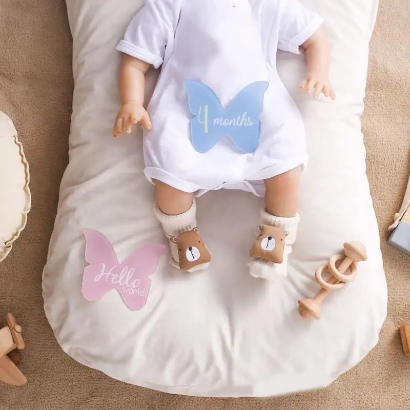 Tarjetas acrílicas punto referencia para bebé, mariposa/nube D7YD, 14 piezas para fotografía recién nacido y registro - imagen 3