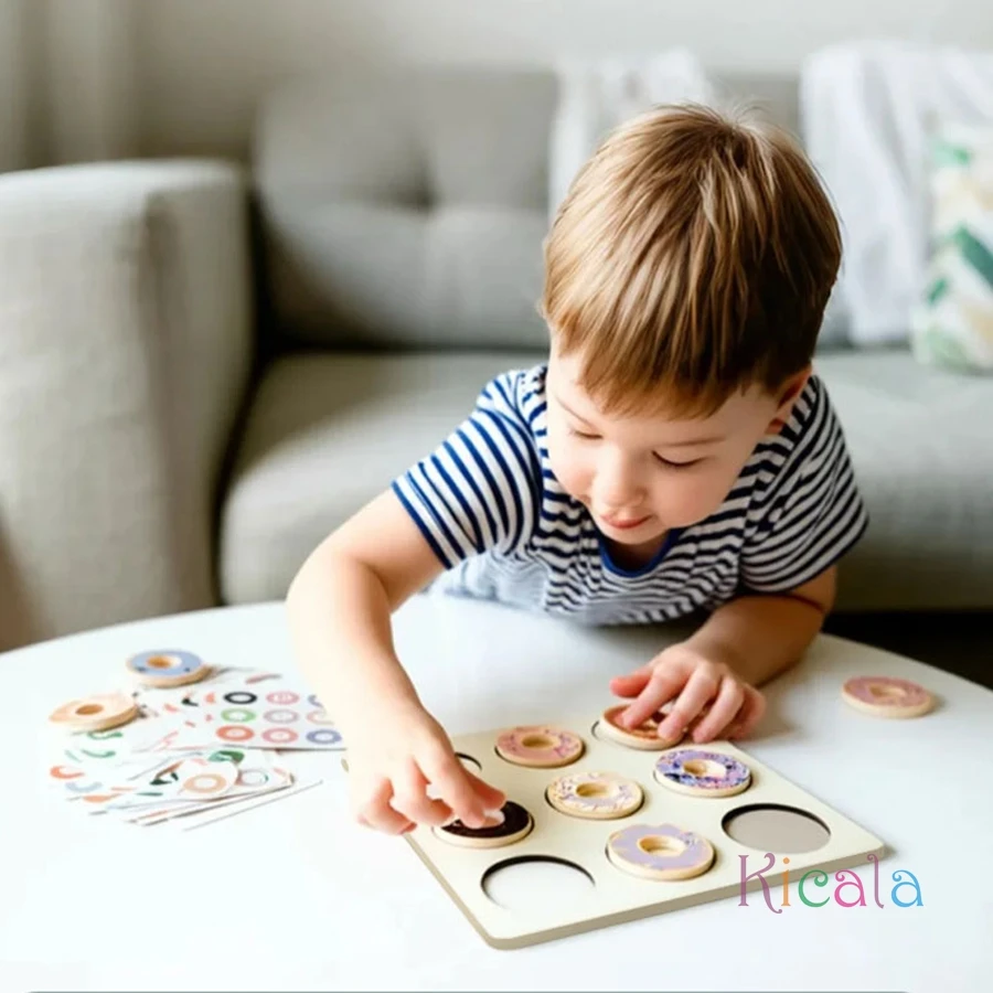 Bloques y rompecabezas de madera Donut – Juguete educativo infantil - imagen 3