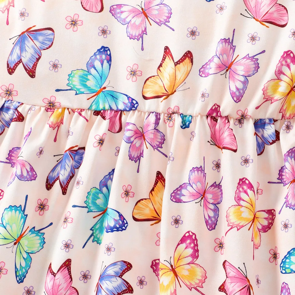Vestido gráfico para niñas, ropa sin mangas de 3, 4, 5, 6, 7 Y, ropa informal de verano con gráfico de mariposa súper bonita, ropa de cumpleaños para niños - imagen 4