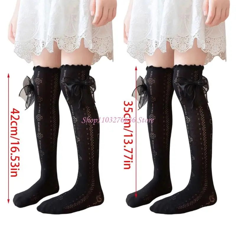 Calcetines de encaje y lazo para niña de algodón - imagen 4
