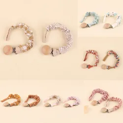Chupete con clip de madera para bebé – Cadena floral sin BPA