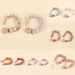 Chupete con clip de madera para bebé – Cadena floral sin BPA
