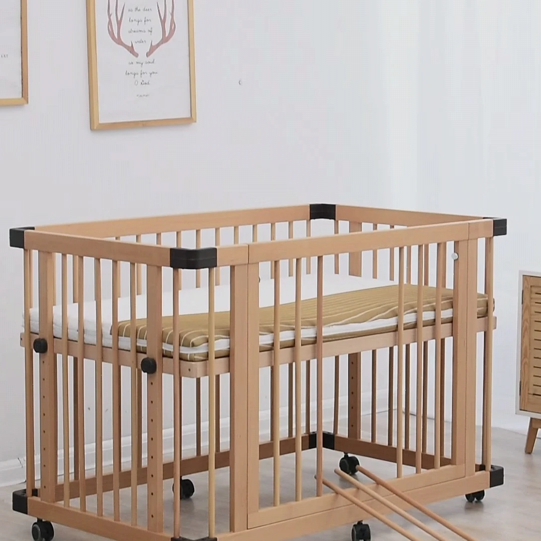 Precio de fábrica, nueva cuna de seguridad de madera para bebé, gran oferta, cama de seguridad de madera maciza de pino para dormir