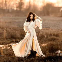 Vestido largo boho para sesión de fotos de embarazo y maternidad