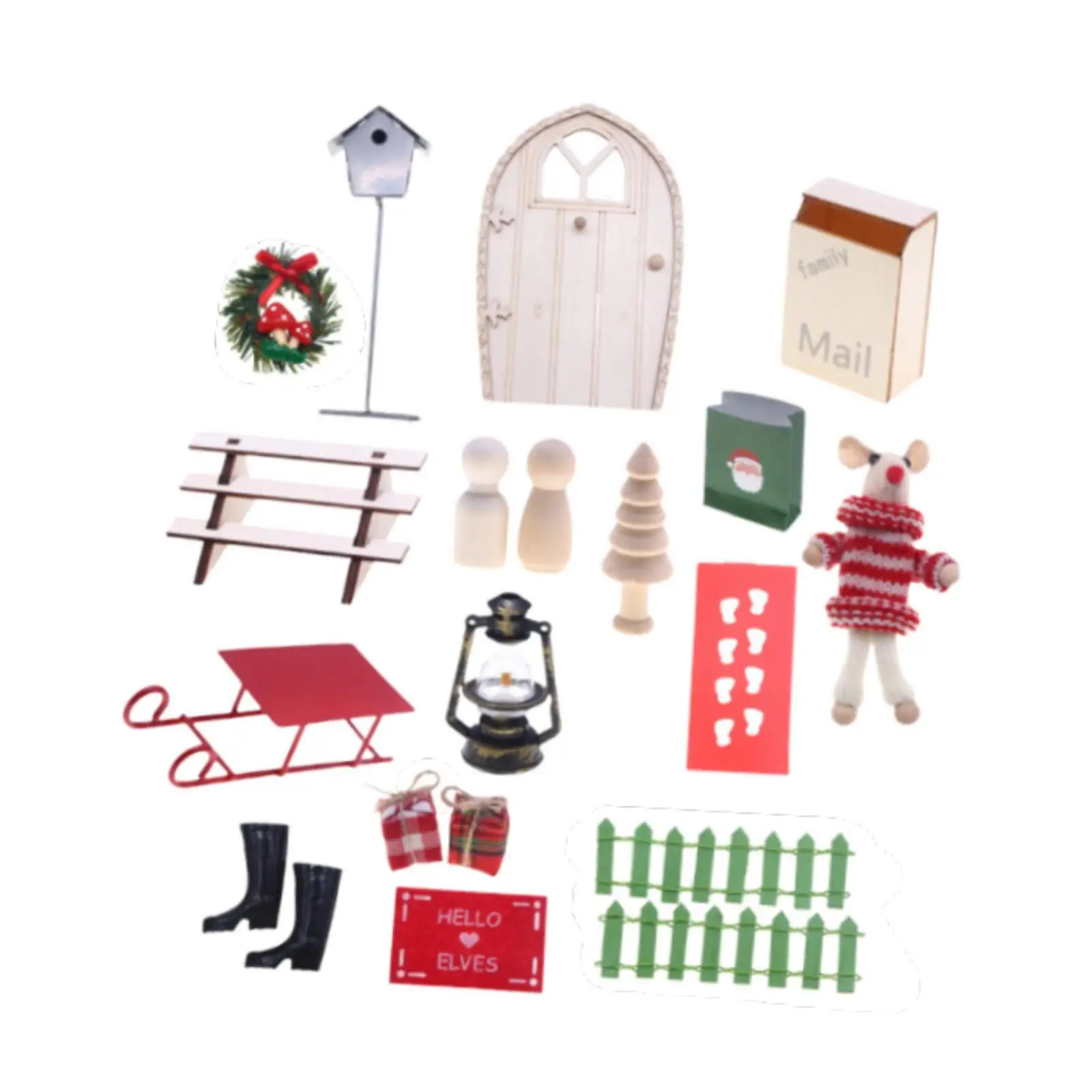 1/12 Christmas Doll House Decoration Christmas Fairy Dollhouse Set Classic Model Accessories Festival Holiday Party Favors