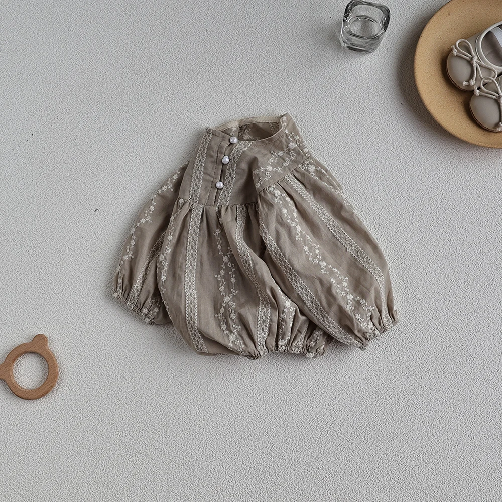 Milangel-body bordado de una pieza para bebé y niña, ropa de manga abombada - imagen 5