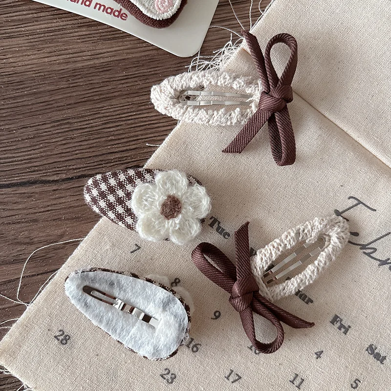 2 uds estilo coreano dulce café lechoso pinzas para el cabello de bebé lindo lazo Floral BB Clips para niñas flequillo todo-fósforo pasadores de pelo para niños