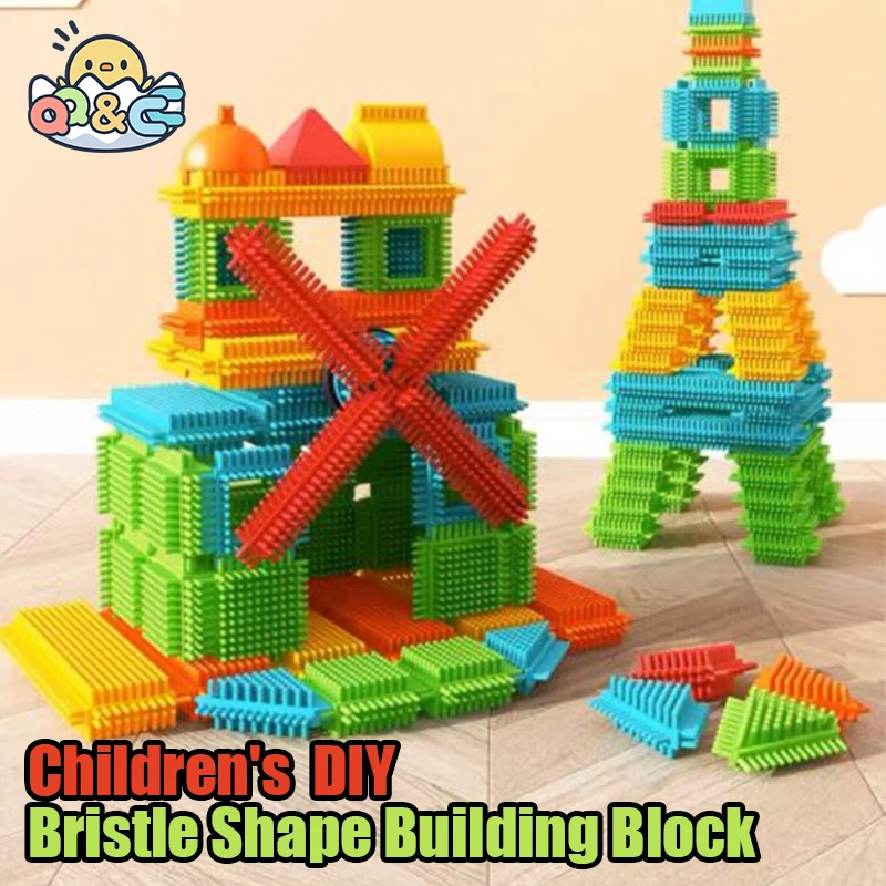 Bloques de construcción con forma de cerdas para niños, 100 Uds., modelado intelectual, montaje interactivo para padres e hijos, juguete educativo Diy de ladrillo - imagen 2