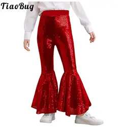 Pantalones acampanados de baile jazz con lentejuelas para adolescentes