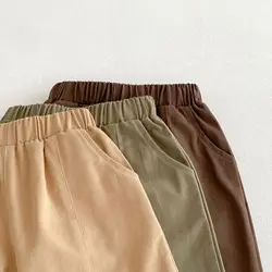 Pantalones largos infantiles de algodón suave unisex