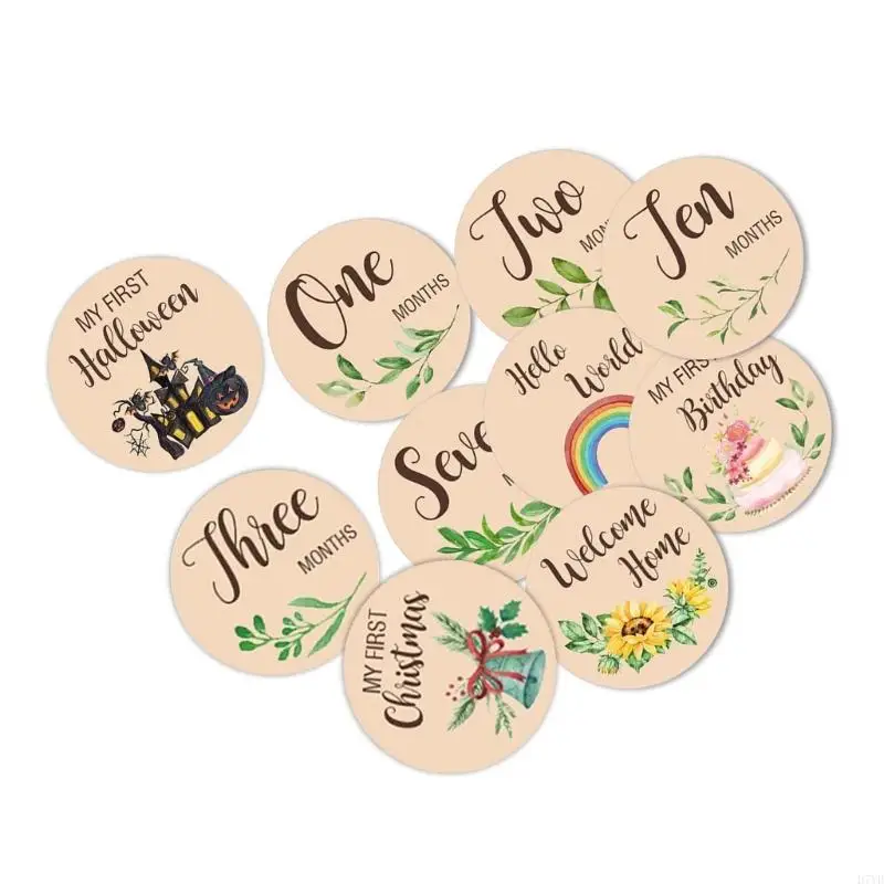 Tarjetas madera para mes del bebé D7YD, accesorios fotografía con diseño animales Material Natural para recién - imagen 5