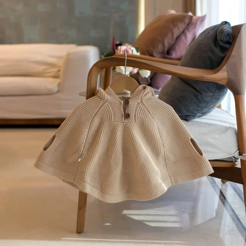 MILANCEL 2024 otoño nueva capa para niños abrigo 2-6Y suéter con capucha para niños y niñas prendas de vestir simples de Color sólido Kintwear