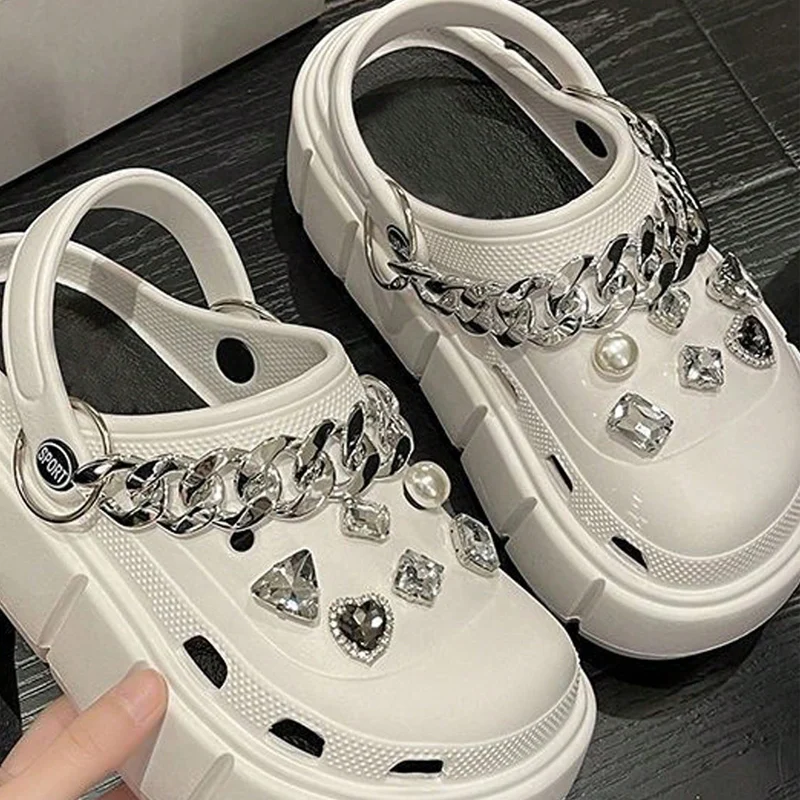 Dijes de diamantes de imitación brillantes para zapatos, accesorios de cadena para zapatillas, zuecos, 14 piezas - imagen 2