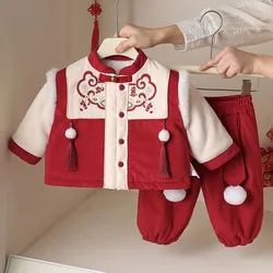Conjunto lainado invierno para bebé niña – Top de lana bordado