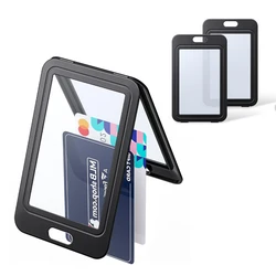 Porta-tarjetas doble cara niño organizador retráctil transparente