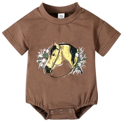 Pelele de verano para bebé niña, algodón manga corta estampado animado
