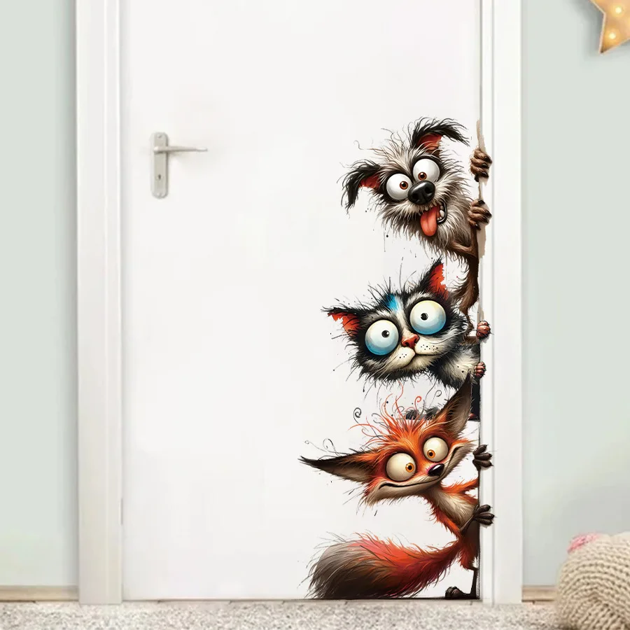 Pegatinas de pared autoadhesivas de dibujos animados, pegatinas lindas y divertidas, pegatinas decorativas impermeables para entrada de dormitorio