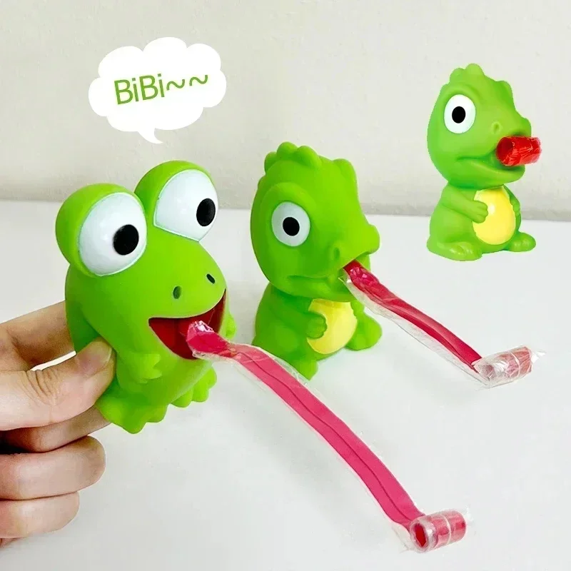 Juguete antiestrés de rana y dinosaurio con lengua adhesiva