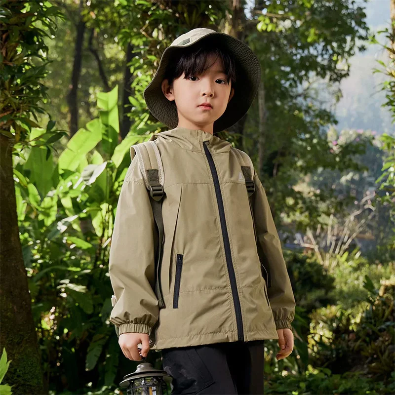Chaqueta impermeable con capucha para niños de otoño - imagen 2