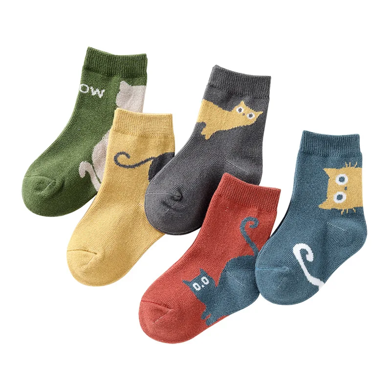 Calcetines tobilleros de algodón para niños con diseño de gato suaves - imagen 5