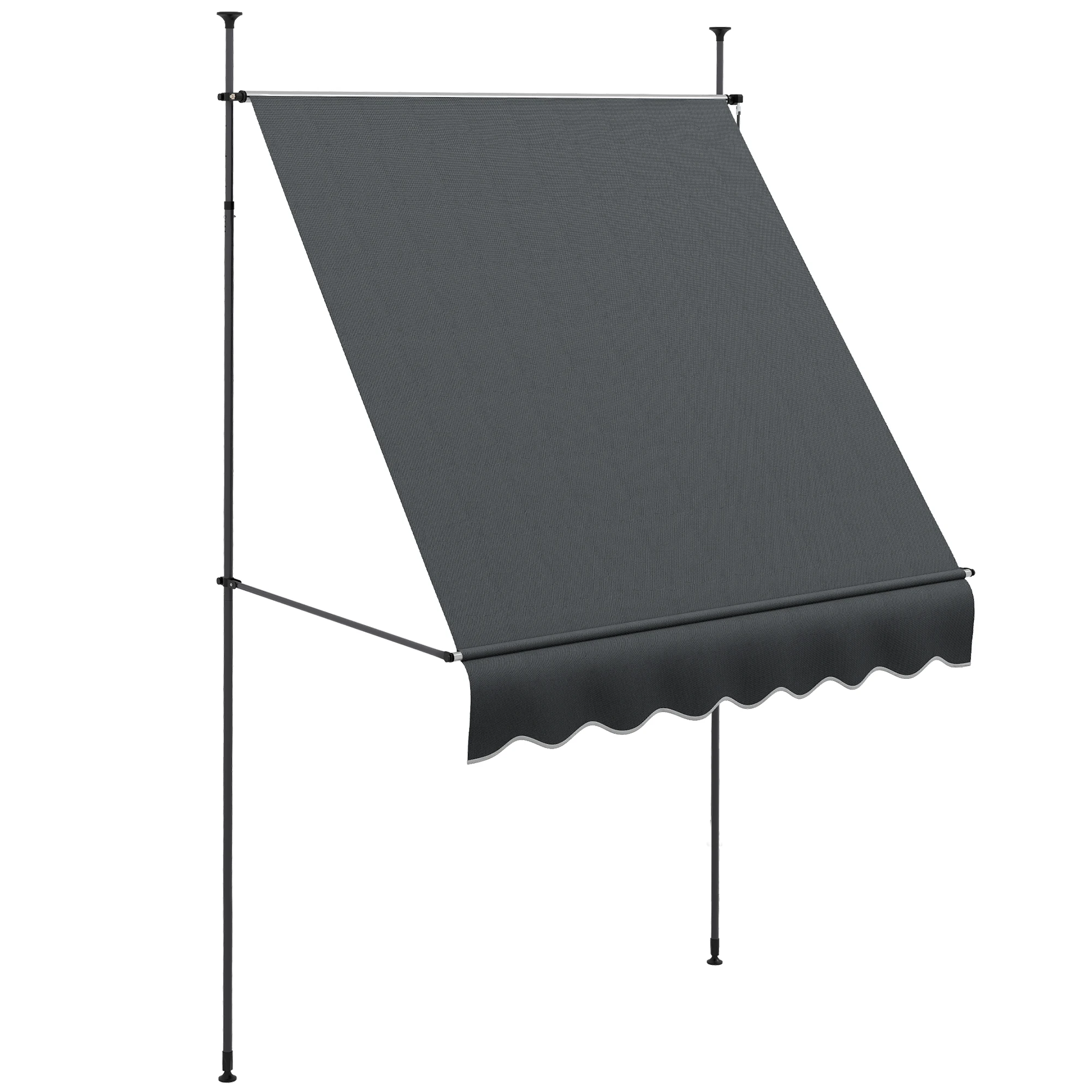 Outsunny Toldo Manual Retráctil con Manivela 200x120x210-300 cm Toldo para Balcón con Altura Ajustable Impermeable y Anti-UV para Jardín Terraza Gris Oscuro