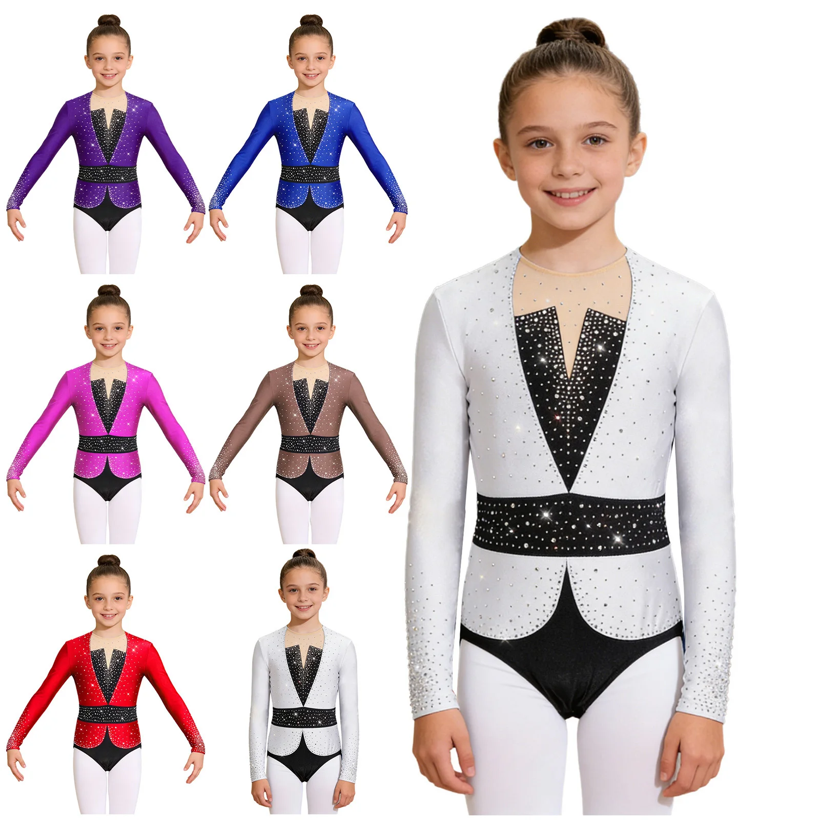 Maillot de ballet con pedrería para niñas – Gimnasia y danza - imagen 2