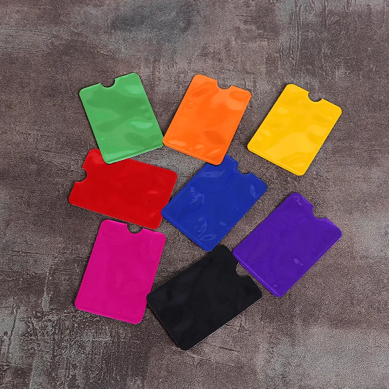 Fundas protectoras para tarjetas bancarias de crédito con bloqueo RFID de Color, tarjetero antiescaneo de papel de aluminio, funda para guardar tarjetas de Control de acceso, 10 Uds.