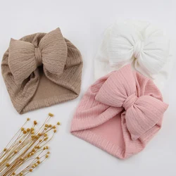 3 unids/lote de encantadores sombreros de punto con lazo para bebé, turbante liso para niñas y niños, gorro suave para recién nacidos, gorros de encaje para niños, diademas