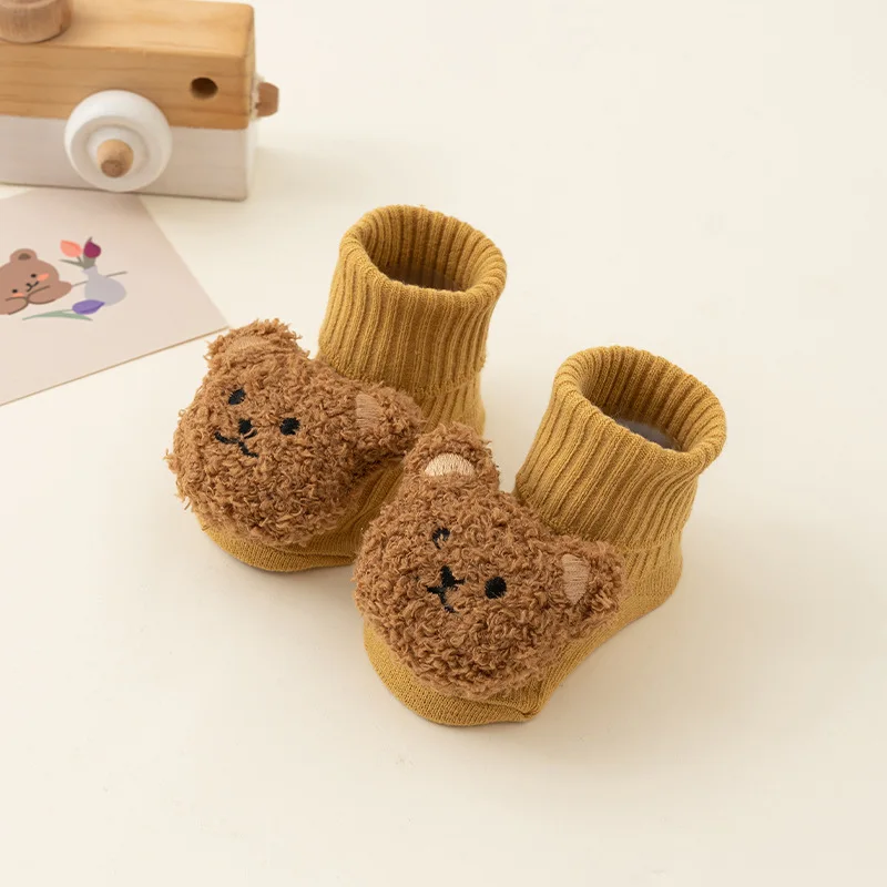 Calcetines de oso de dibujos animados para bebé, Calcetines antideslizantes para niños y niñas de 0 a 3 años, suaves, bonitos, para invierno y otoño - imagen 5