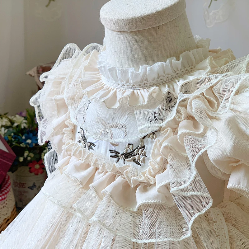 Vestido de niña Lolita, Vestidos de princesa español para bebé, Vestidos de fiesta de cumpleaños para niños, Vestidos de baile de Boutique, Vestidos bordados de encaje para niños - imagen 5