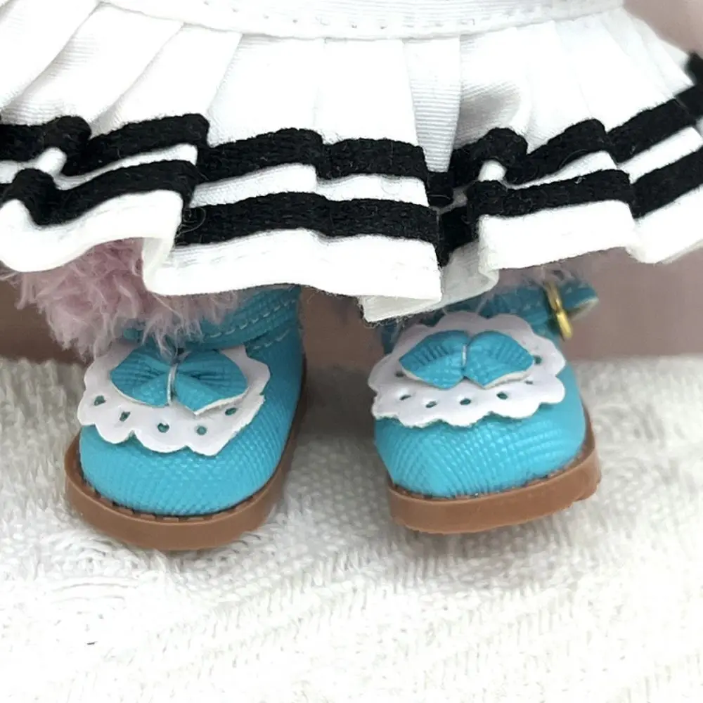 Zapatos de muñeca de algodón de 10cm para muñecas de 17cm, zapatos pequeños de cuero de princesa rosa y blanco y negro, accesorios de juguete, zapatos de bebé - imagen 3